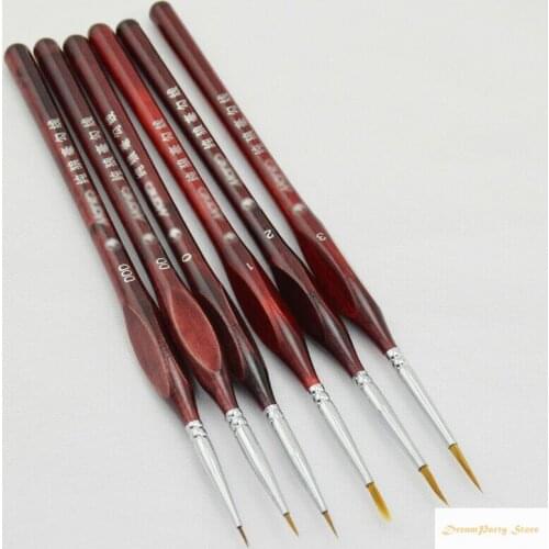 6PCS Pro Artist Miniature Paint Brush Set 000, 00, 0, 1, 2, 3 Art Model Maker