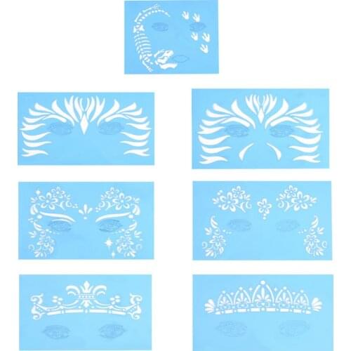 7pcs/set reusable facial paint stencils Airbrush unique stencil in Body Paint Facial Makeup Template Drawing Tattoo Design Tool