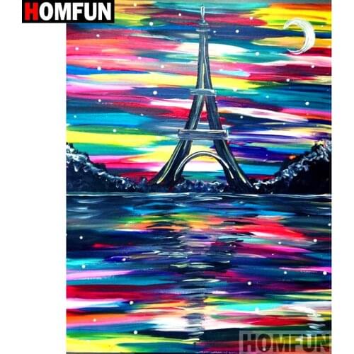 HOMFUN Full Square/Round Drill 5D DIY Diamond Painting "Tower scenery" Embroidery Cross Stitch 3D Home Decor Gift A12849