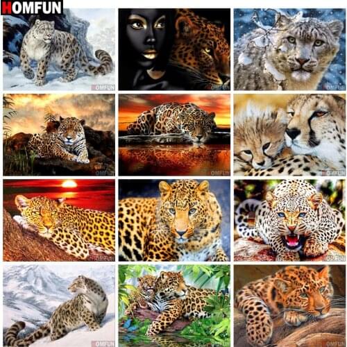 HOMFUN Full Square/Round Drill 5D DIY Diamond Painting "Animal leopard" Embroidery Cross Stitch 5D Home Decor Gift