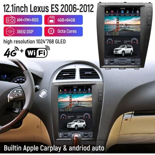 Car Video Players For Lexus ES250 ES350 2006-2012 12.1 Inch 4+64G Tesla Vertical Screen Car GPS Navi Radio Car Multimedia Player