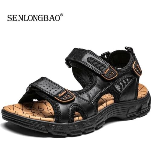 Brand Classic Mens Sandals Summer Genuine Leather Sandals Men Outdoor Casual Lightweight Sandal Fashion Men Sneakers Size 38-46
