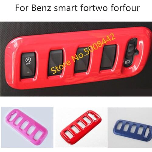 For Benz smart fortwo forfour 2015 2016 2017 2018 car stick styling cover front head fog light switch button trim frame lamp
