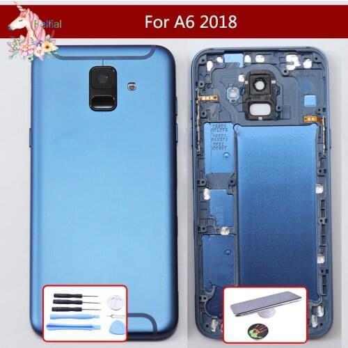 For Samsung Galaxy A6 2018 A600 A600F SM-A600F Back Battery Cover Rear Glass Housing Case with Camera lens Side Buttons