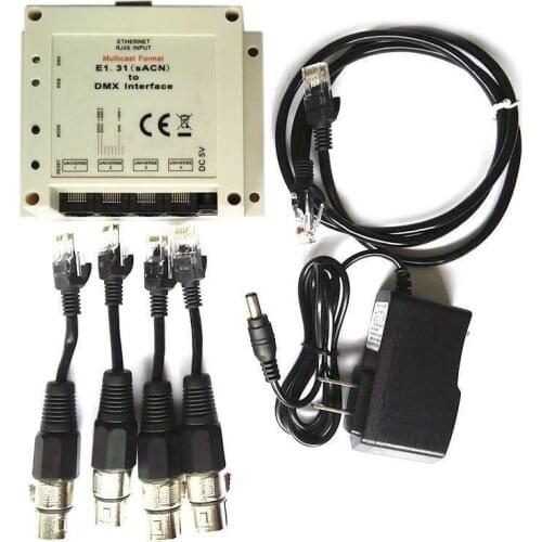 E1.31(sACN) to DMX Interface/Bridge for Madrix MagicQ RJ45 Lighting Controller 4 DMX512 Universes Output Up to 2048 DMX Channels