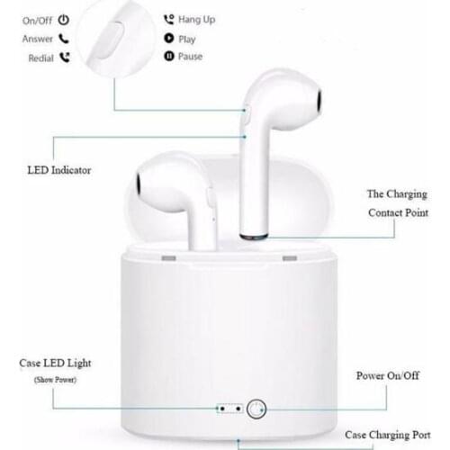 I7 TWS Mini Twins Wireless Bluetooth Earphone Double Earbbuds With Charger Dock Stereo Headphone
