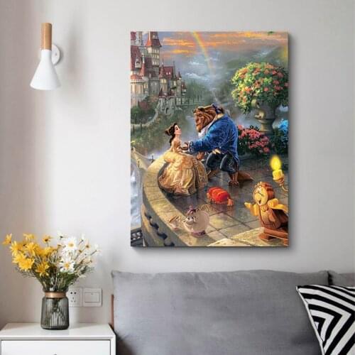 Canvas Painting Wall Art Beauty and The Beast Disney Posters and Prints Home Decor Pictures Living Kids Nordic Room Decoration