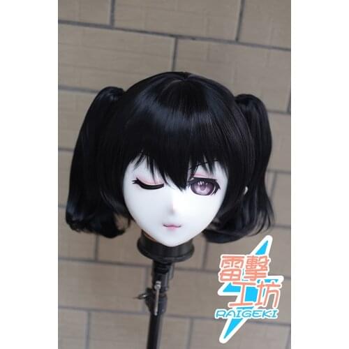 KM9175) Handmade Female Sweet Girl Resin Crossdress Outfit Cosplay Japanese Animegao Role Play Kigurumi Mask