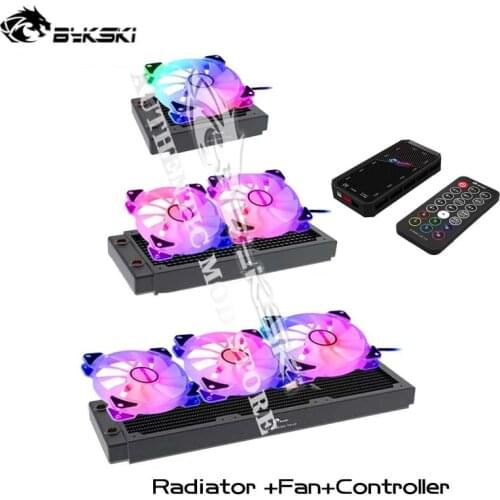Bykski PC Water Cooling Kit Radiator+Fan+Controller Combo,30mm Thick Copper Radiator,RGB Case Fan 120MM