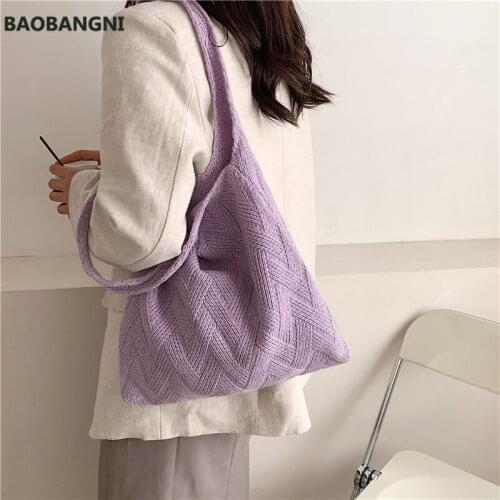 Summer Handbags Lady Knitting Tote Bags for Womens Large Capacity Design Shoulder Bag Casual Purses Retro Woman Bolsas