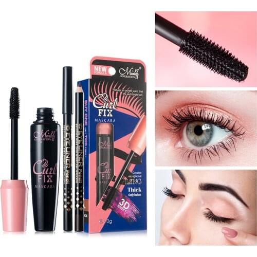 Menow Mascara with 2pcs EyelinerSet Pen Set Waterproof Rimel 3d Thick Lengthening Mascara Make Up