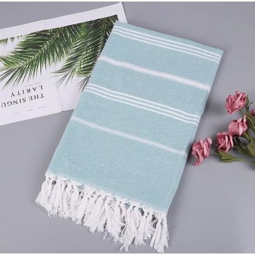 2019 New Striped Cotton Turkish Bath Towel with Tassel Thin Travel Camping Bath Sauna Beach Gym Pool Blanket Absorbent Easy Care