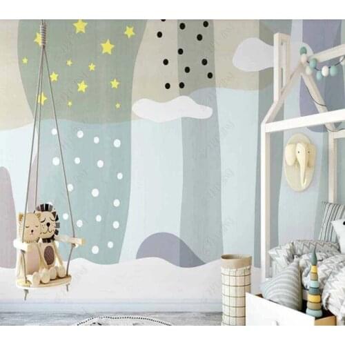 Custom papel parede Nordic hand-painted abstract cartoon cloud art childrens room for living room bedroom decoration wallpaper