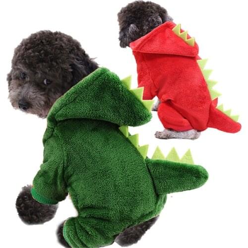 Pet Dog Clothes Fun Dinosaur Transform Clothing Autumn Winter Warm Four Legs Clothes Hoodie Sweatshirt Cute Puppy vest XS-XXL