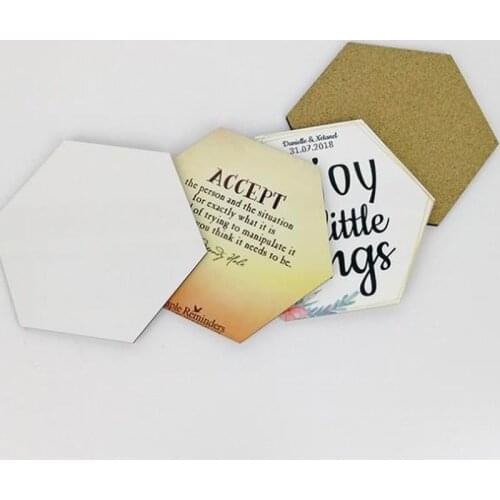 Hexagon Shape Hot Transfer Printing Blank Cup Pads Customized Sublimation Coaster Mats