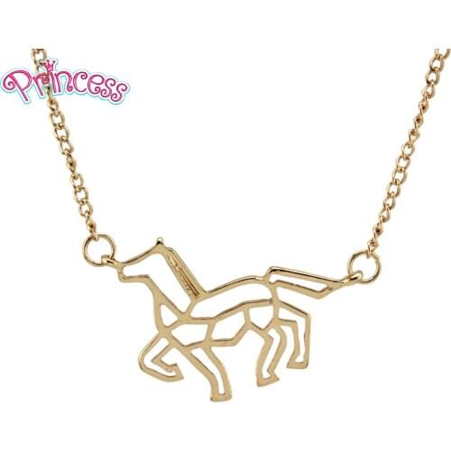 2019 New Fashion Gold//Black Hollow Horse 18" Short Necklace Birthday Gift For Sweet Heart Girl Jewelry ED96