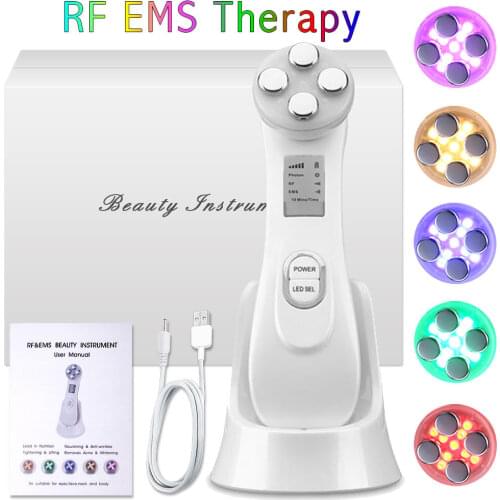 RF EMS Therapy Face Colors Photon Treatment LED Beauty Light Skin Lifting Tighten Anti Facial Wrinkle Microcurrent Device SPA