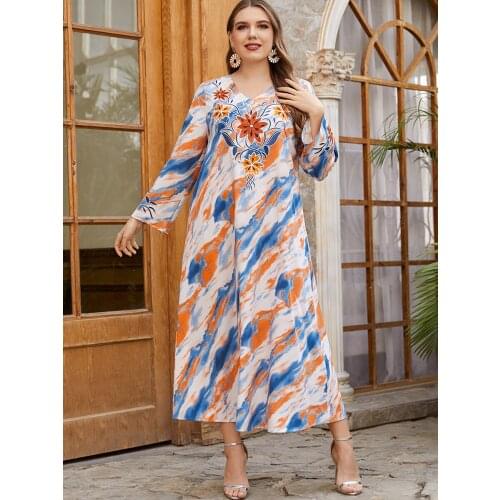 Ramadan Turkey Muslim Women Dress Embroidered Abaya India Duabi Arab Vestidos Moroccon Kaftan Islamic Clothing Jilbab Gown Robe