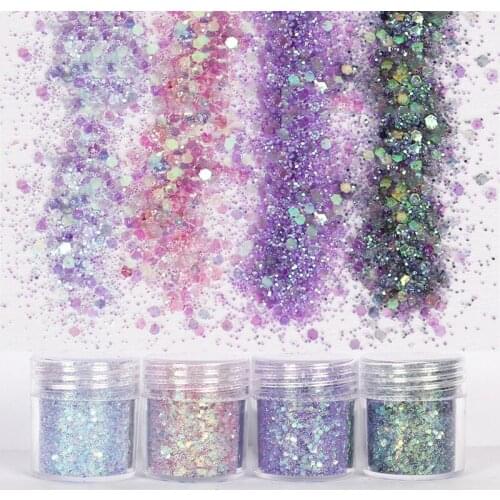 200gram big pack Assorted Hexagon Glitter in AB Purple Pink Green | Iridescent Confetti | Filling Material for Resin Art