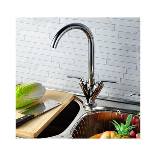 Kitchen faucet brass material double handle kitchen sink faucet kitchen crane mixer 360 rotation