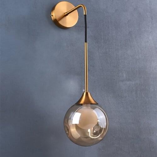 Modern Led Wall Lamp Glass Ball Bedside Sconce Bedroom Living Room Aisle Industrial Style Lighting Luxury Minimalist Decor Light