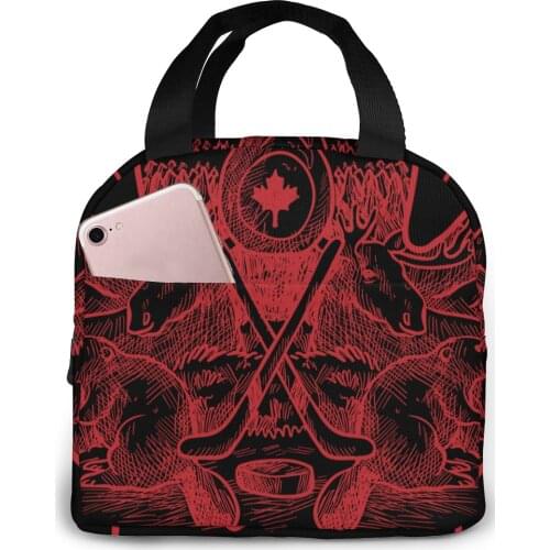Canada Day Traditional Elements Lunch Food Box Bag Insulated Thermal Food Picnic Lunch Bag for Women kids Men Cooler Tote Bag