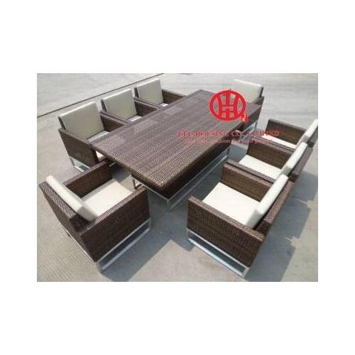 Outdoor stylish rattan dinning set table and chairs,plastic weaving rattan dining room table with 8 chairs,dining room set