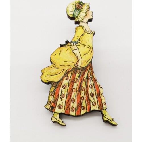 Vintage Fairies Brooch Jewelry Colorful Wooden Pin Badge Jewelries Retro