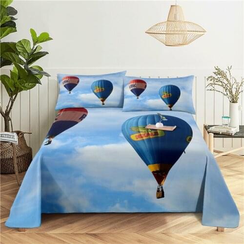 Hot Air Balloon 0.9/1.2/1.5/1.8/2.0m Digital Printing Polyester Bed Flat Sheet With Pillowcase Print Bedding Set