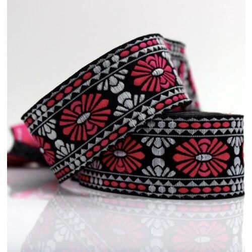 Embroidery ethnic jacquard webbing woven tape lace ribbon trim 3.5cm tribal boho DIY garment bag gift accessory indian zakka sew