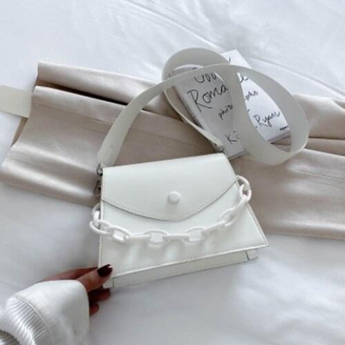 Solid Color Thick Chain Small PU Leather Crossbody Bags For Women 2021 Summer Shoulder Cross Body Bag Ladies Handbags