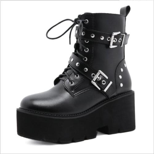 New Women Boots Ankle Genuine Leather Platform Round Toe Black Boots Women Classic Boots Winter Brand Luxury Women Shoes