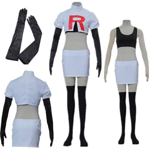 Anime Game Rockets Team Rocket Jessie Womens clothing Cosplay Costume Halloween
