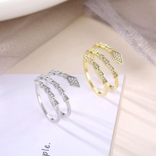 Zircon Gold Ring Asymmetry Multilayer Open Ring Female Creative Adjustable Jewelry Rhombus Rings For Women Party Bijoux