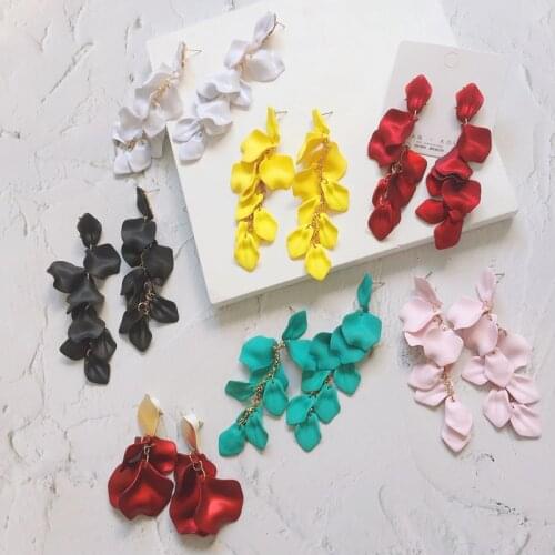 Ztech Drop Shipping Fall New Frosted Petal Earrings Jewelry With Long Dangel Earrings For Women Wedding Party Gifts