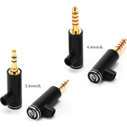 1Pcs 3.5mm gold-plated DIY welding repair headphone plug L-shaped elbow stereo small three-core 4.4 balance head HiFi