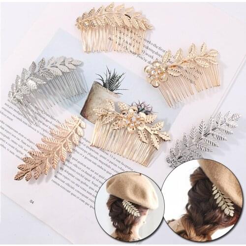 1PC Leaf Hair Clip Women Wedding Hair Accessories Headdress Golden Silvery Fashion Tree Leaf Hairpin Styling Tools Parts