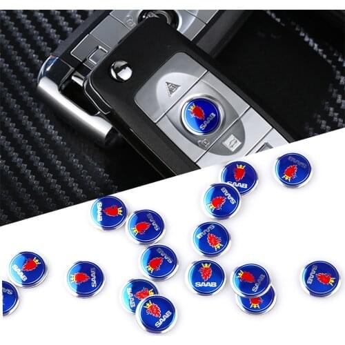 10pcs Car Styling 14mm Remote Key Emblem Logo Decoration Sticker For SAAB 9-3 93 9-5 9 3 9000 9 5 Emblem decal Accessories