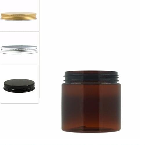 10pcs/Lot 200ml Amber Round Pet Jar Bottle Container With Sliver/Gold Aluminium Cap W/Pe Liner,Plastic Container, Packaging
