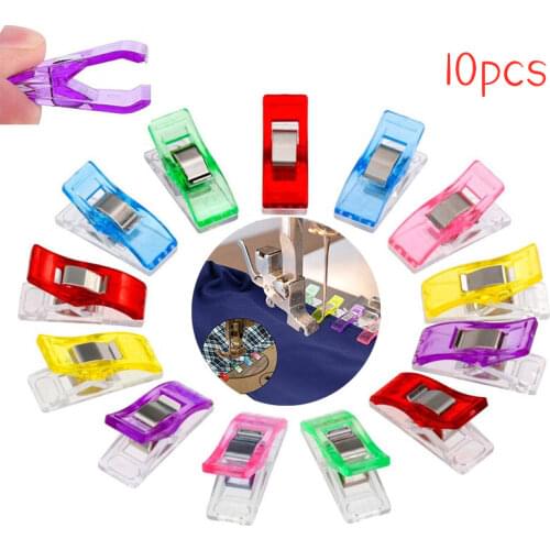 High Quality 10pcs 27x10x15mm Multi Color Plastic Clips For Patchwork Sewing DIY Crafts Quilt Quilting Clip Knitting Accessorie