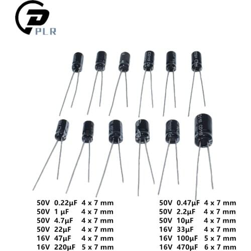 120pcs 1set of 120pcs 12 values 0.22UF-470UF Aluminum electrolytic capacitor assortment kit set pack