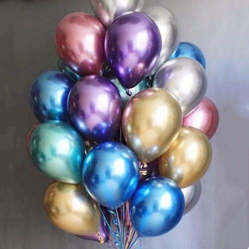 20pcs/lot Gold Silver Purple Green Metal Latex Balloons Chrome Metallic Globos Birthday Wedding Party Adult Decorations Ballons