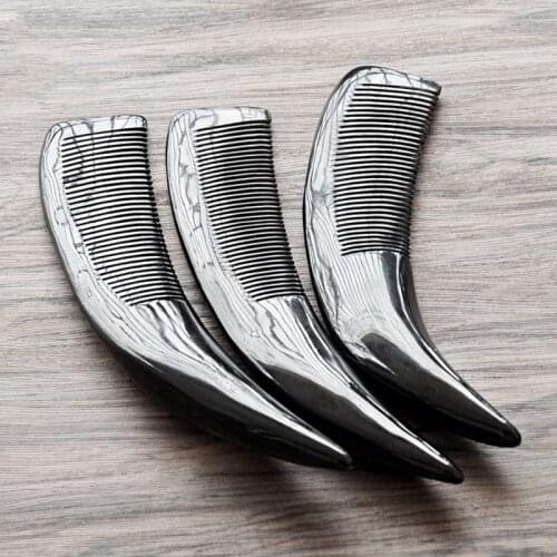 24cm Handmade Black OX Buffalo Horn Big Curved Comb Pointed Tail Comb Massage Anti-Static Hair Brush For Gift G1125