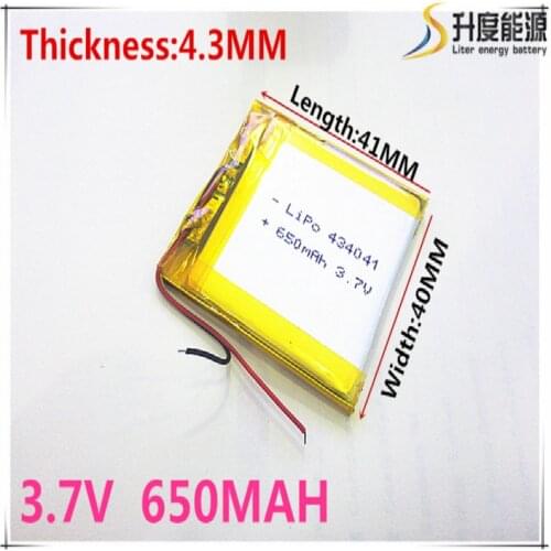 3.7 V 434041 lithium-ion polymer battery 650 mah vehicle traveling data recorder LED speakers toys