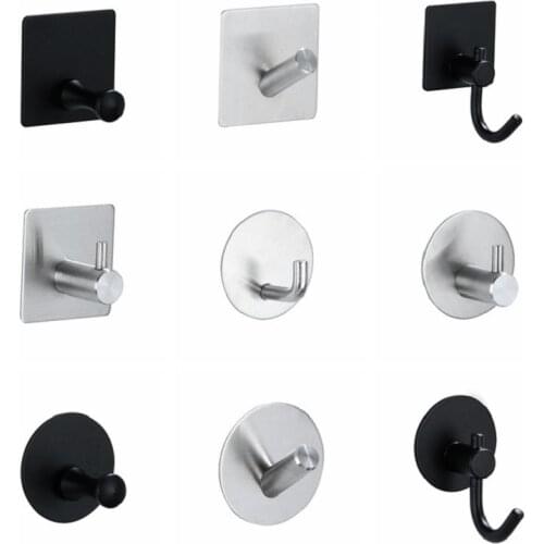 304 Stainless Steel Kitchen Aluminum Hook Self Adhesive Home Wall Door Hook Multi-Purpose Storage Hooks Support
