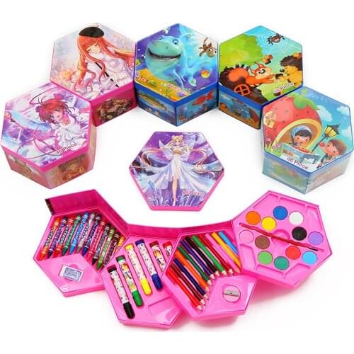 46pcs practical student painting stationery set gift box and girls cute stationery set for kid gift paint school supplies