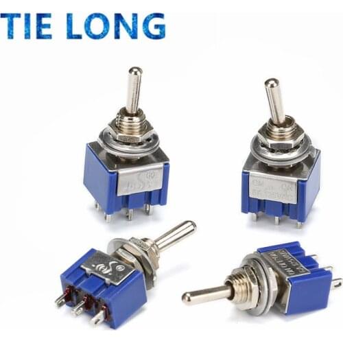 5PCS MTS-102 MTS-103 MTS-202 MTS-203 6A 125V Mini 3/6PIN ON-OFF/ON-OFF-ON Toggle Switches For Switching Lights Motors