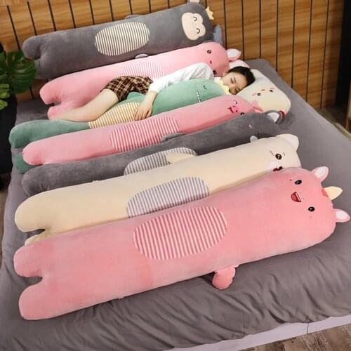 70cm/100cm Cute Long Pillow Dinosaur&Rabbit&Unicorn&Pig Plush Toy Soft Cartoon Animal Chicken&Dog&Cat&Monkey Stuffed Doll Gift