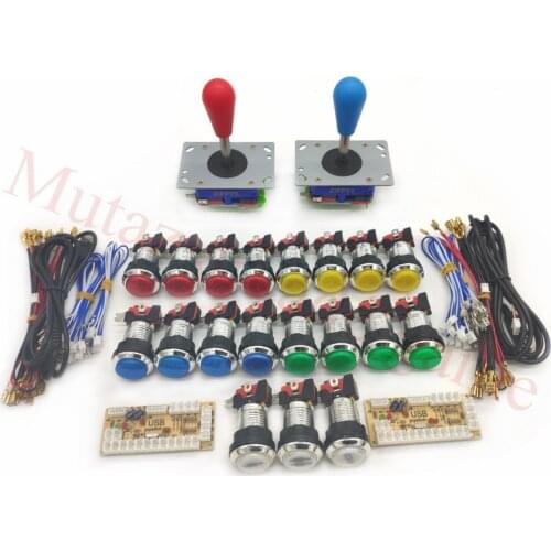 Zero Delay Arcade cabinet DIY kit for 5V LED chrome push button zippy Joystick 1 & 2 player COIN button USB to PC / Raspberry Pi
