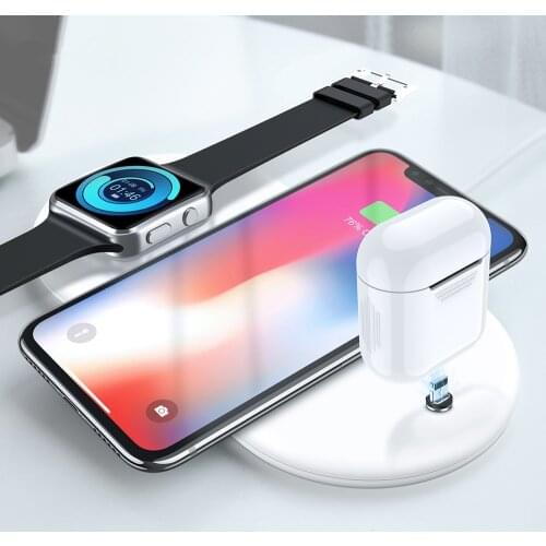 QI Wireless Charger 3 IN 1 Smart Phone Fast Charge For Samsung For iPhone X Xr XS Max Watch Wireless Charger For AirPods